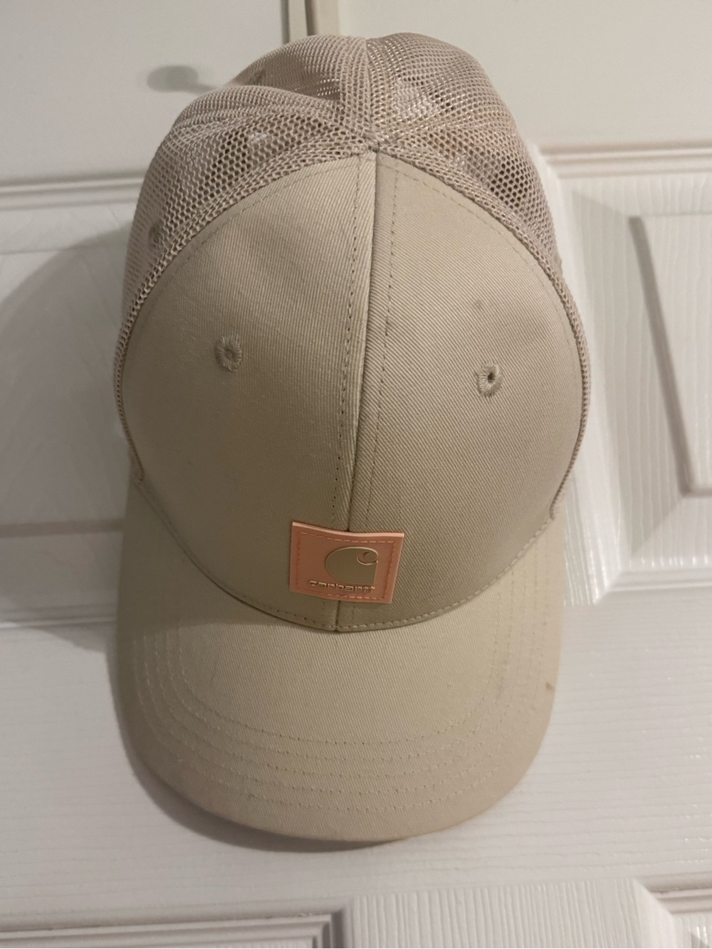 Carhartt Kids Youth Trucker Hat Beige Pink Logo Mesh Snapback One Size